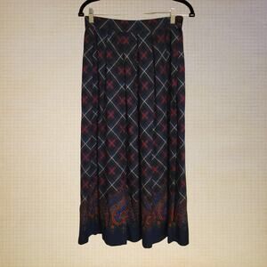 Pendleton Country Sophisticates Deep Green Wool Rayon Skirt Women's 10 Plaid